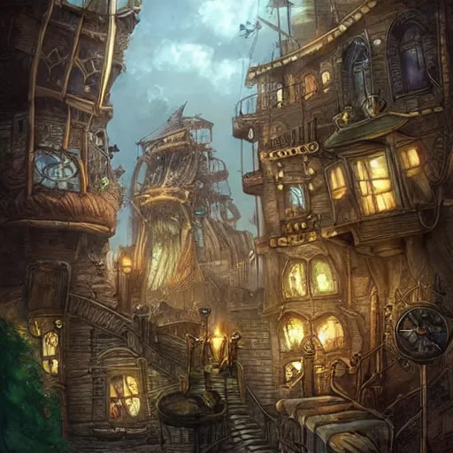 Prompt: Steampunk City places i wish were real pirate fashion nekclace clothing gothic fantasy artwork concept art