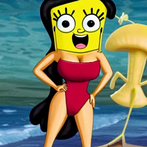 Prompt: kim kardashian in spongebob squarepants
