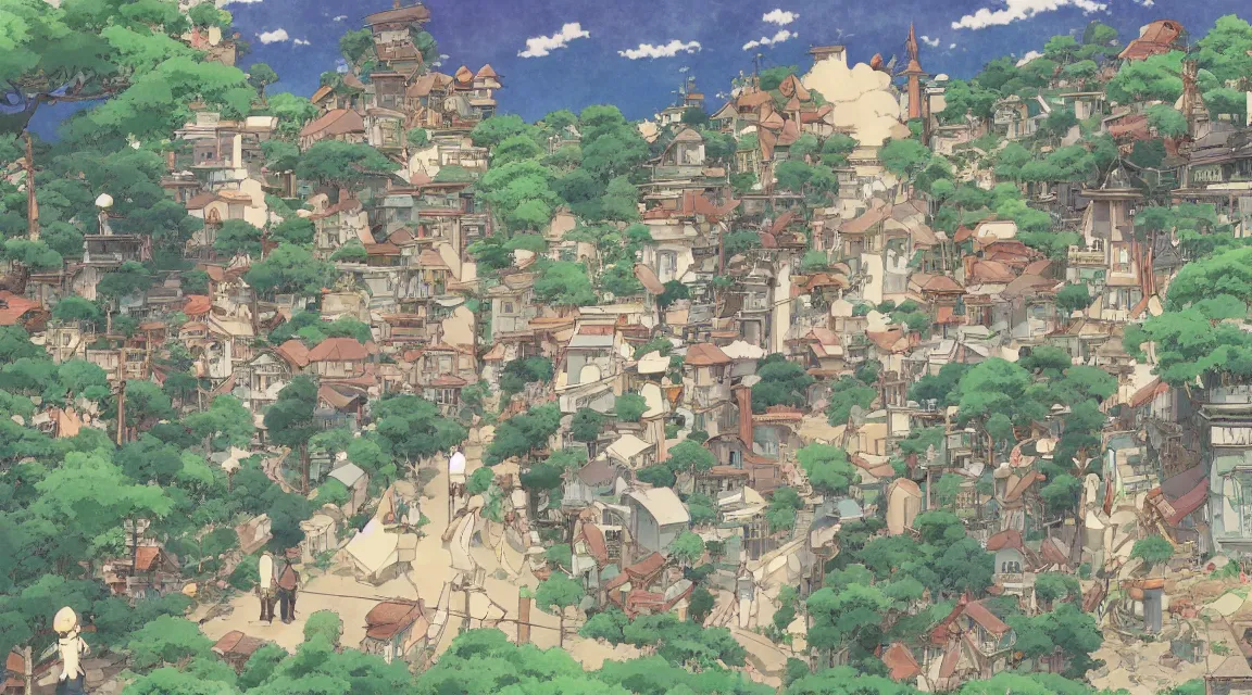 Image similar to anime background in the style of Studio Ghibli, kazuo oga