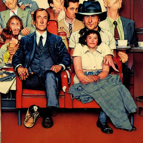 Image similar to portrait of saul goodman in the style of norman rockwell, official promo art