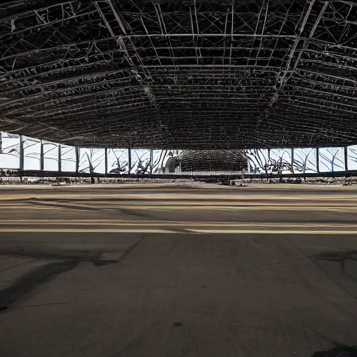 Image similar to edc at area 5 1. the main stage is located in a large aircraft hanger. shot on a sony a 7