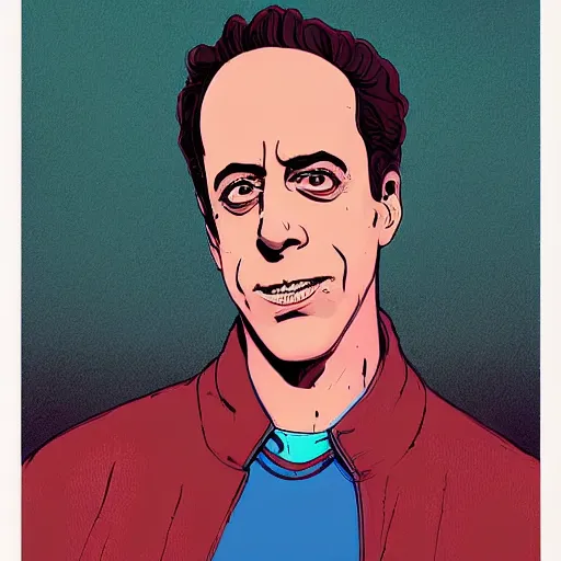 Prompt: a study of cell shaded portrait of jerry seinfeld 24 concept art, llustration, post grunge, concept art by josan gonzales and wlop, by james jean, Victo ngai, David Rubín, Mike Mignola, Laurie Greasley, highly detailed, sharp focus, alien, Trending on Artstation, HQ, deviantart, art by artgem
