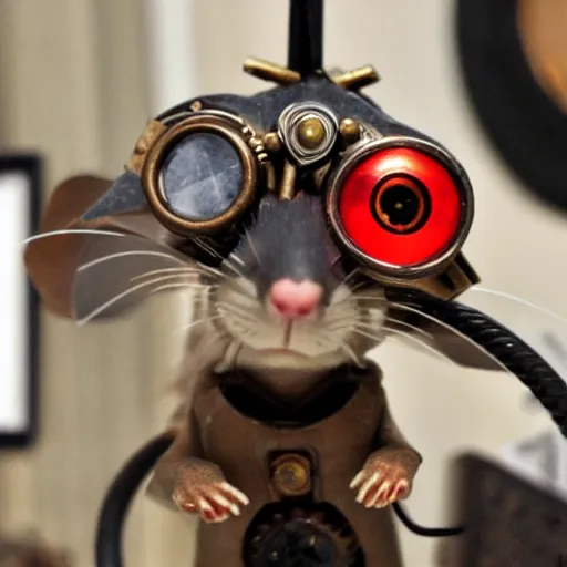 Prompt: a rat with steampunk googles, from Evangelion