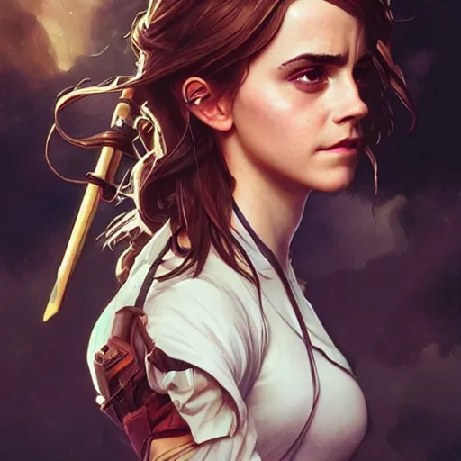 Prompt: emma watson cosplaying watson from apex legends fantasy art, hyper detailed, extremely complex, hyper realistic art by artgerm and greg rutkowski and alphonse mucha