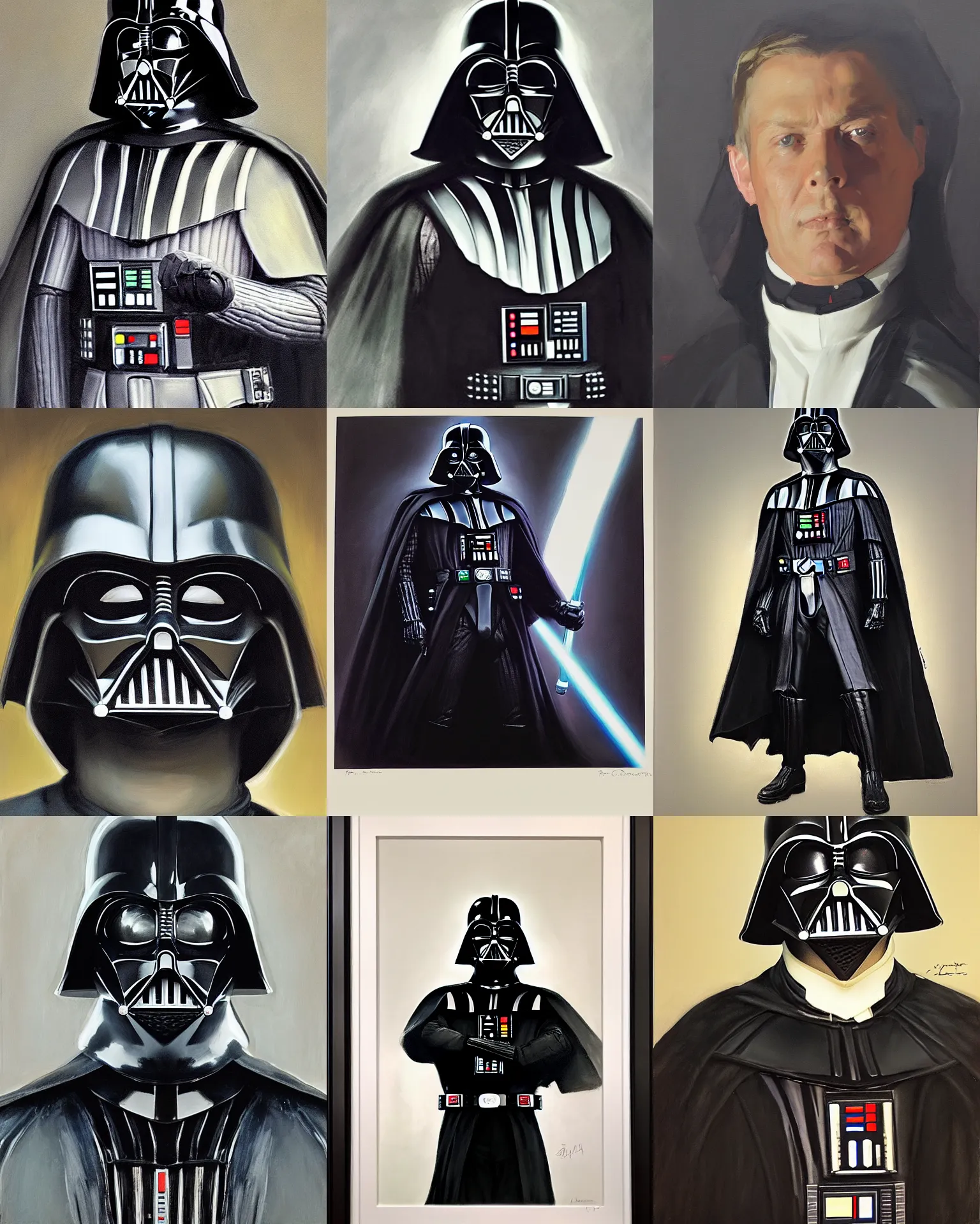 Prompt: darth vader, portrait painting by loish, leyendecker, richard schmid, craig mullins, john singer sargent, mandy jurgens, fully clothed