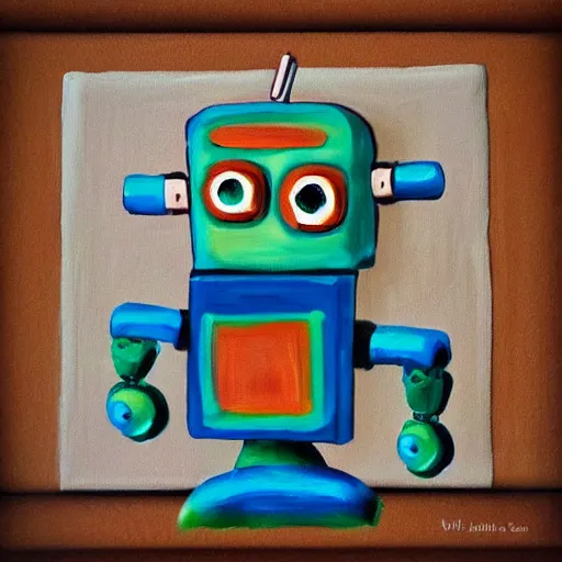 Prompt: cute robot, impasto