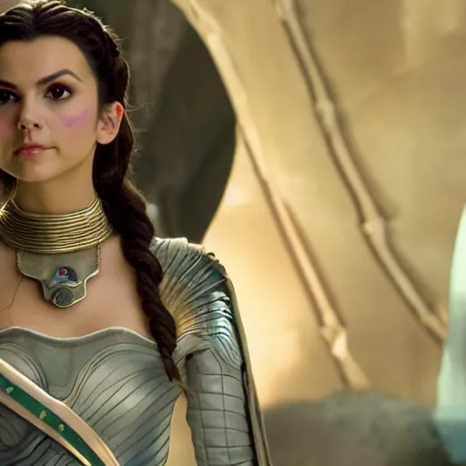 Image similar to victoria justice as princess padme in star wars episode 3, 8k resolution, full HD, cinematic lighting, award winning, anatomically correct