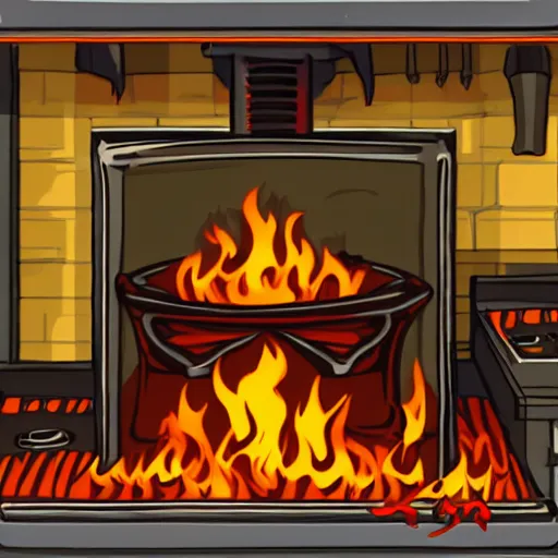 Prompt: robed cultists surround a stove