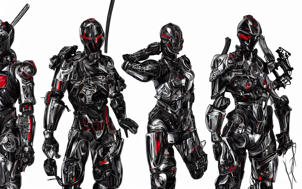 Prompt: war, diverse katana cybersuits, from behind, wide wide angle, vivid, elaborate, highly detailed, beautiful lighting