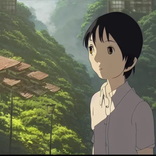 Prompt: Lacerda Elevator , Dice Tsutsumi, Makoto Shinkai, Studio Ghibli