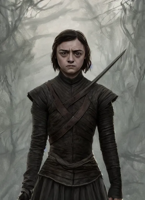 Image similar to arya stark, game of thrones, super highly detailed, professional digital painting, concept art, smooth, sharp focus, no blur, no dof, extreme illustration, unreal engine 5, photorealism, hd quality, 8 k resolution, cinema 4 d, 3 d, beautiful, cinematic, art by artgerm and greg rutkowski and alphonse mucha and loish and wlop