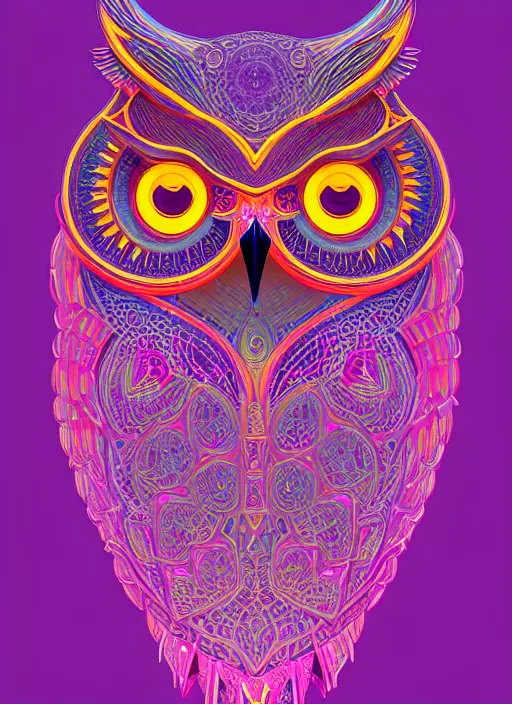 Image similar to symmetry!! product render poster vivid colors divine proportion owl, 神 圣, glowing fog intricate, elegant, highly detailed, digital painting, artstation, concept art, smooth, sharp focus, illustration,