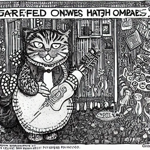 Prompt: Garfield comic drawn by Louis Wain