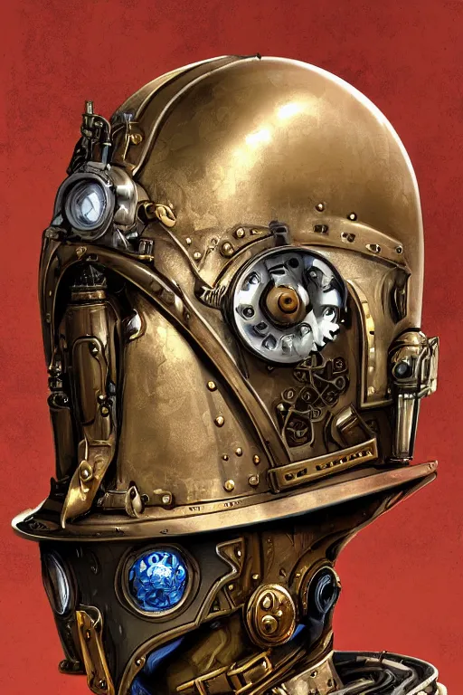 Image similar to steampunk helmet fantasy art mask robot ninja stylized digital illustration sharp focus, elegant intricate digital painting artstation concept art global illumination ray tracing advanced technology chaykin howard and campionpascale and cooke darwyn and davis jack