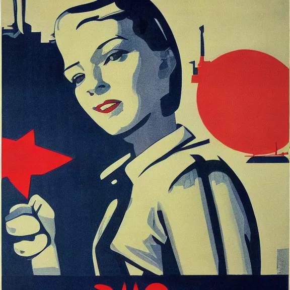 Prompt: soviet propaganda poster with cate blanchet, ultra detailed, soviet realism,