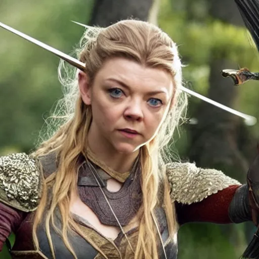 Image similar to Natalie Dormer as a beautiful archer in a fantasy