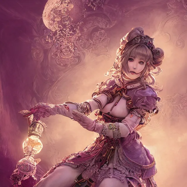 Image similar to the portrait of neutral good colorful female cleric bard as absurdly beautiful, gorgeous, elegant, young gravure idol, an ultrafine hyperdetailed illustration by kim jung gi, irakli nadar, intricate linework, sharp focus, bright colors, octopath traveler, final fantasy, unreal engine 5 highly rendered, global illumination, radiant light, detailed and intricate environment