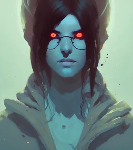 Image similar to portrait of a necromancer by atey ghailan, by greg rutkowski, by greg tocchini, by james gilleard, by joe fenton, by kaethe butcher, dynamic lighting, gradient light blue, brown, blonde cream and white color scheme, grunge aesthetic