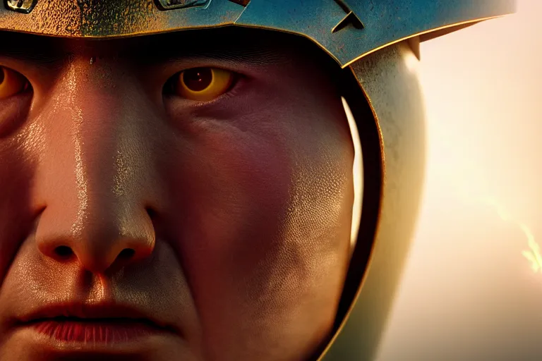 Image similar to vfx film closeup, futuristic mongolian warriors, flat color profile low - key lighting award winning photography arri alexa cinematography, hyper real photorealistic cinematic, atmospheric cool colorgrade