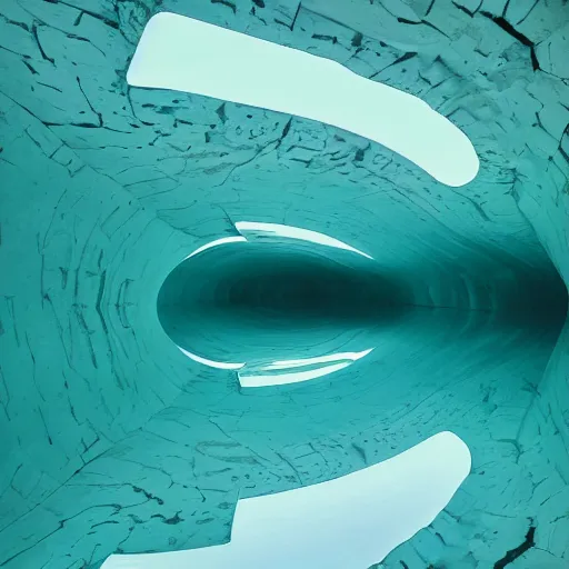 Prompt: photo of a bizarre oddly-shaped interior with shallow water everywhere