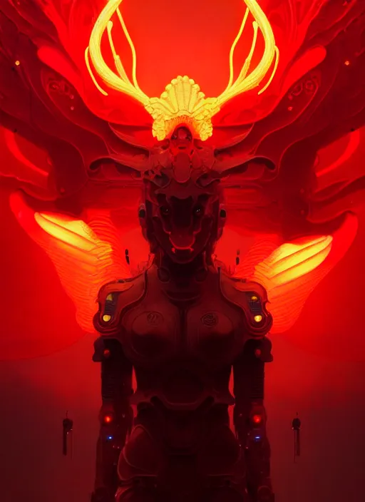 Image similar to red horse of the apocalypse, intricate lights, bio luminescent, plasma, by ruan jia and artgerm and range murata and wlop and ross tran and william - adolphe bouguereau and beeple. key art. fantasy illustration. award winning, artstation, intricate details, realistic, hyperdetailed, 8 k resolution.