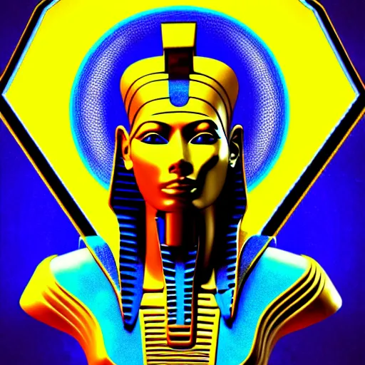 Image similar to a futurist cybernetic pharaoh, future perfect, award winning digital art