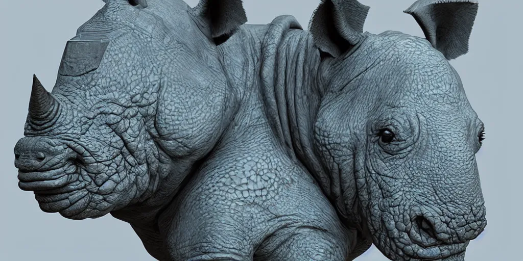 Prompt: hyperrealistic bust portrait of an anthropomorphic blue Rhinoceros wearing plate paladin armor, forward angle, stunning 3d render inspired art by Tooth Wu and beeple, greg rutkowski and artgerm and justin gerard + perfect facial symmetry + dim volumetric lighting, 8k octane beautifully detailed render, post-processing, extremely hyperdetailed, intricate complexity, epic composition, grim yet sparkling atmosphere, cinematic lighting + masterpiece, trending on artstation