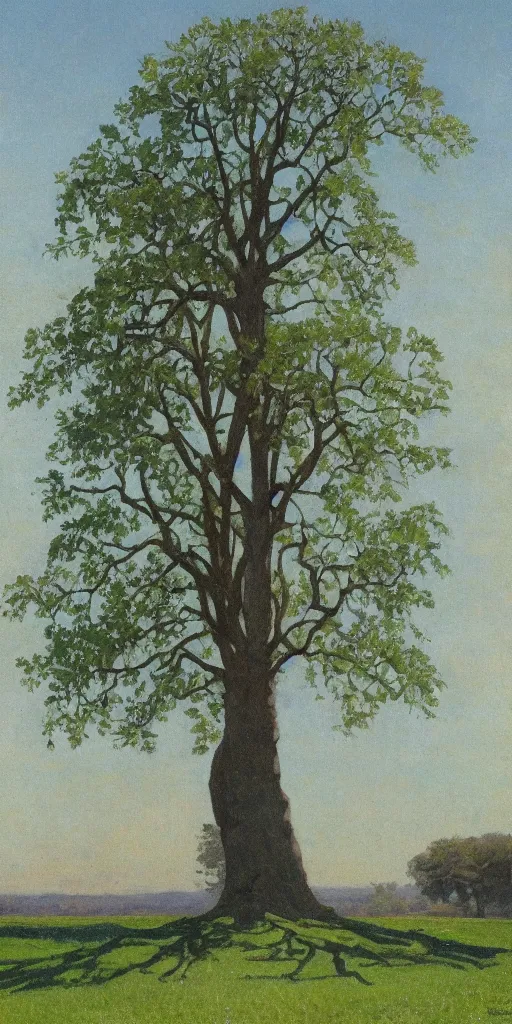 Prompt: art by abbott fuller graves of a giant beautiful tree with diatom leaves