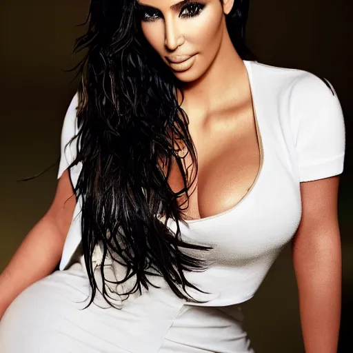 Prompt: model photo of kim kardashian