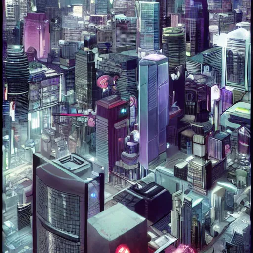 Prompt: Minneapolis, ghost in the shell style