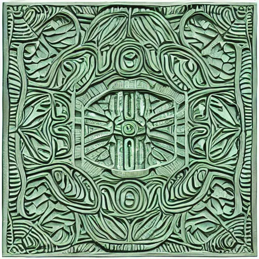 Image similar to thin lines, fractals, lichen macro, joe fenton, serpentine twisty maze, carved soapstone ceiling relief paneling white and pale green