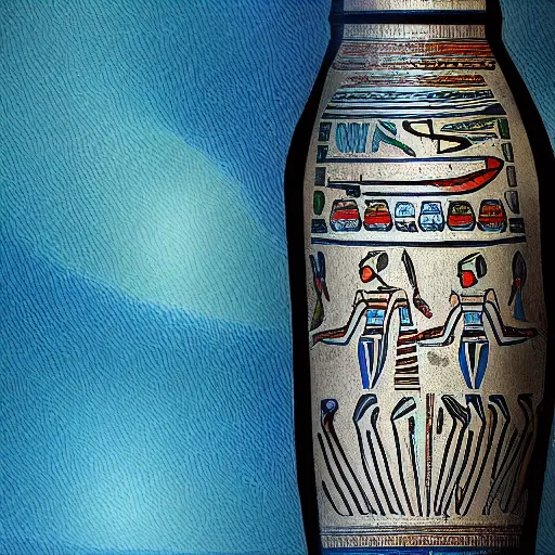 Prompt: A bottle of water slowly disappearing in Ancient Egypt, Digital art