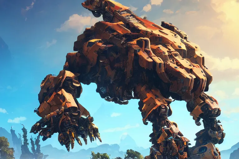 Image similar to shell - walker machine mecha animal beast robot of horizon forbidden west horizon zero dawn bioluminiscence global illumination ray tracing hdr fanart arstation by sung choi and eric pfeiffer and gabriel garza and casper konefal