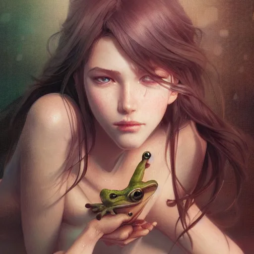 Image similar to ultra realistic illustration, frog anime, intricate, elegant, highly detailed, digital painting, artstation, concept art, smooth, sharp focus, illustration, art by artgerm and greg rutkowski and alphonse mucha and wlop