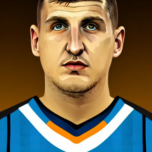 Image similar to nikola jokic digital art