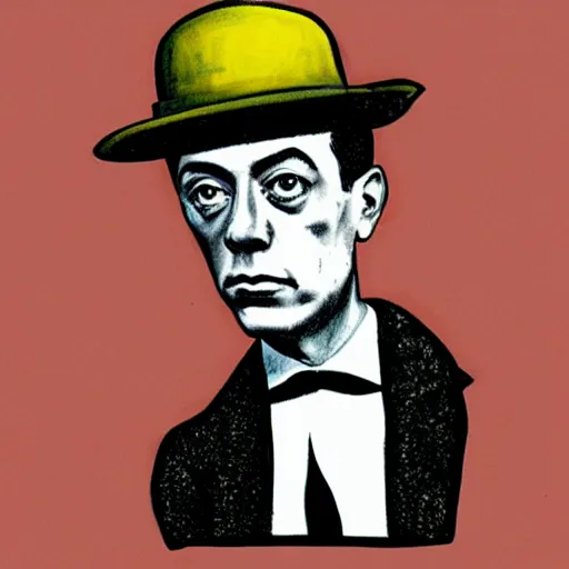Image similar to buster keaton drawn by robert crumb