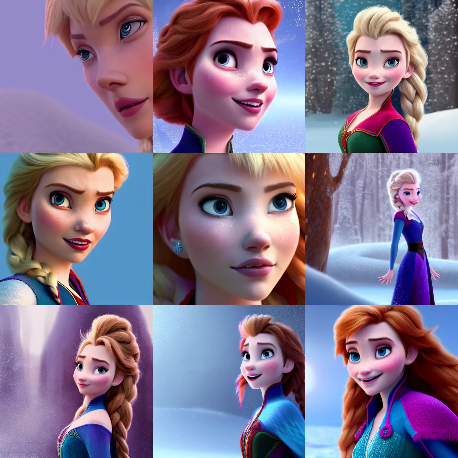 Image similar to scarlett johansson in Frozen Movie, High quality illustration, trending on artstation, octane render, 4k, Pixar rendering,