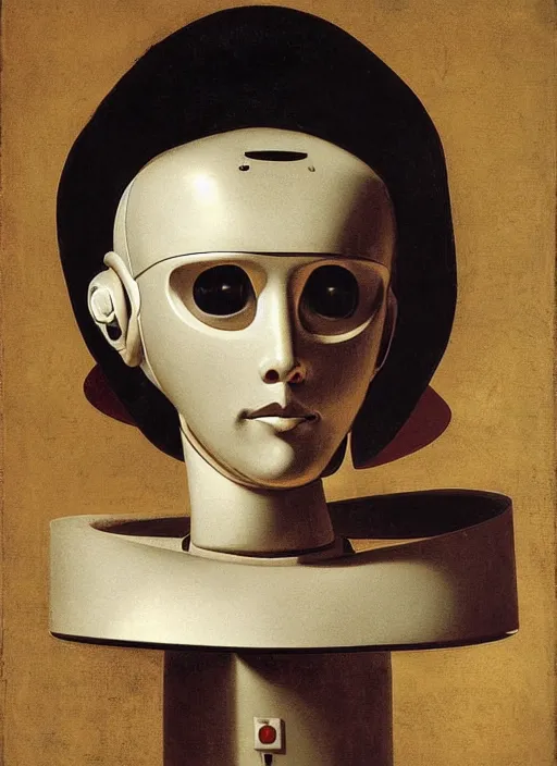 Prompt: a portrait of a robot by Caravaggio