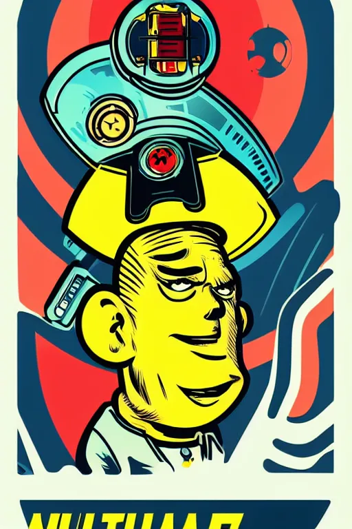 Image similar to fallout 7 6 retro futurist illustration art by butcher billy, sticker, colorful, illustration, highly detailed, simple, smooth and clean vector curves, no jagged lines, vector art, smooth andy warhol style