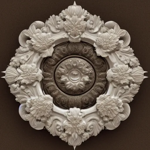 Prompt: Beautiful victorian baroque, ultra detailed, high definition, octane render 3d, ivory carved flower