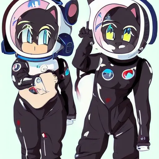 Image similar to anime styled kittens in spacesuits