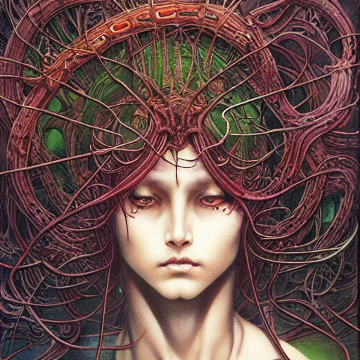 Prompt: realistic detailed image of Medusa by Ayami Kojima, Amano, Karol Bak, Greg Hildebrandt, and Mark Brooks, Neo-Gothic, gothic, rich deep colors. Beksinski painting, part by Adrian Ghenie and Gerhard Richter. art by Takato Yamamoto. masterpiece