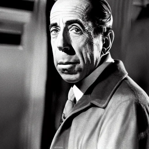 Image similar to movie still of humphrey bogart, black and white, cinematic, octane render, 4 k,