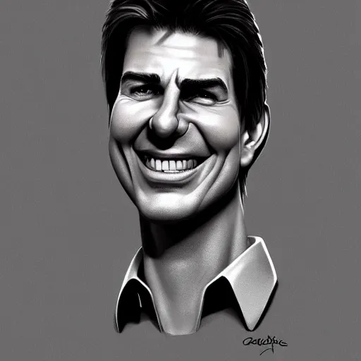 Prompt: caricature of tom cruise smiling, exaggerated features, highly detailed, drawing by mahesh nambiar, sebastian kruger, archille superbi, carola rubio, artstation