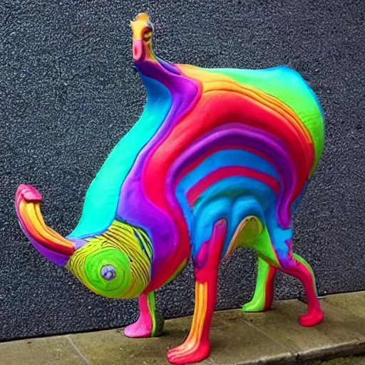 Image similar to psychedelic animal sculptures