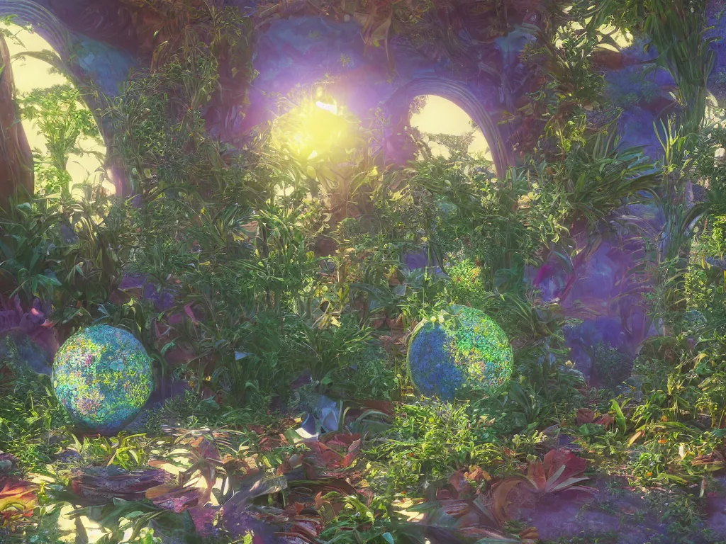 Image similar to ( ( 3 d render ) ), sunlight study, kauai, the universe is a spheroid region, art nouveau, by rachel ruysch and ( ( ( ( ( lisa frank ) ) ) ) ), 8 k, sharp focus, octane render