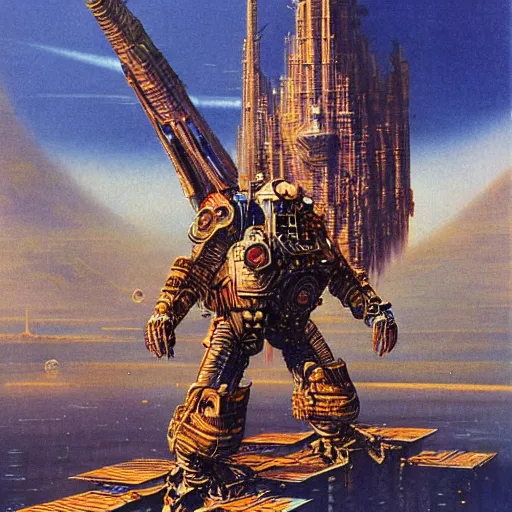 Prompt: sci - fi shogun, art by bruce pennington