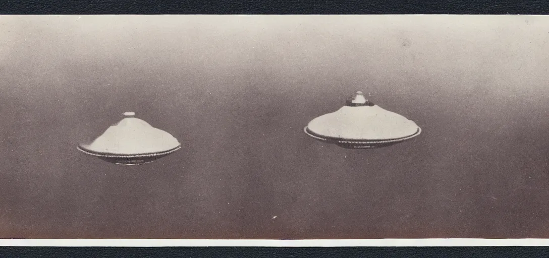 Prompt: ufo, 1910 top-down polaroid photography