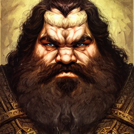 Image similar to portrait painting of a dwarven berserker, sharp focus, high symmetry, award - winning, trending on artstation, masterpiece, highly detailed, intricate. art by rebecca guay