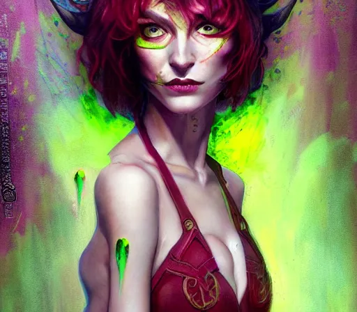 Prompt: a Demon Slayer portrait of Upper Six rank Daki , tall, pale-skinned, and slender woman with lime green eyes and long eyelashes by Stanely Artgerm,Tom Bagshaw,arthur adams,Carne Griffiths,trending on DeviantArt,street art,face enhance,chillwave,maximalist,full of color,glittering